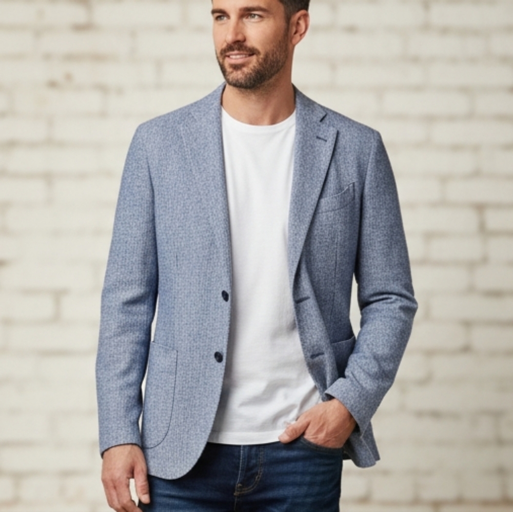 L.B.M 1911 Woven Knitted Houndstooth Mens Sport Jacket 2837 Size 50R